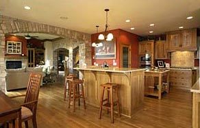 This lighted breakfast bar is a focal point of this custom home in the Fox Lake Subdivision in Waukesha County